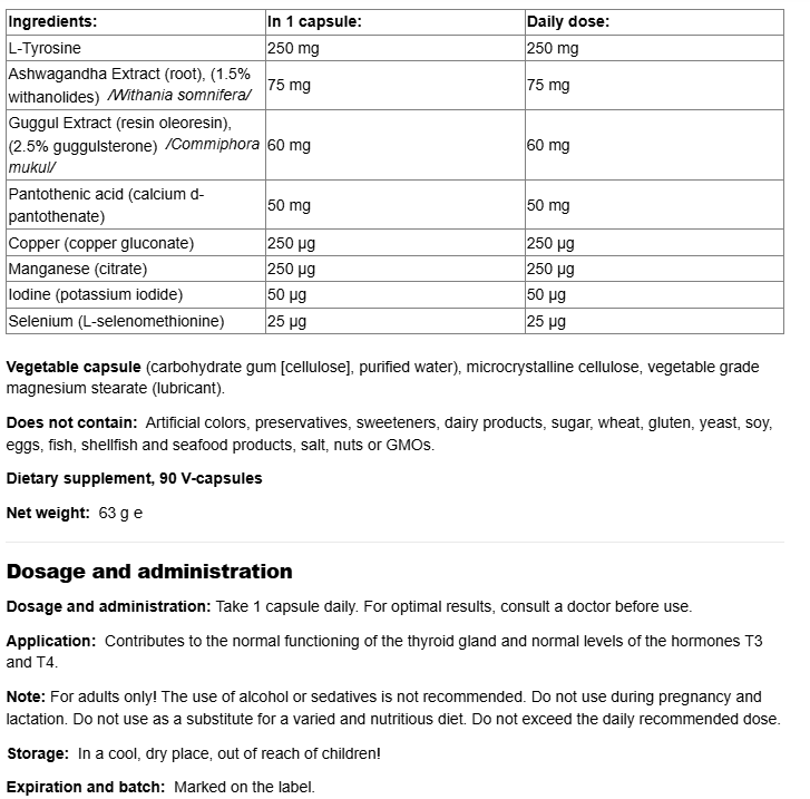 Natural Factors ThyroVantage HT™ Thyroid Support-factsheets