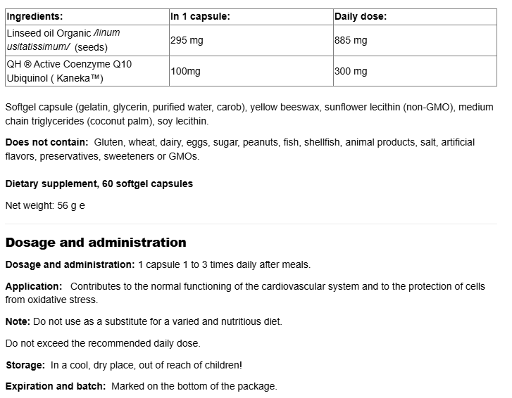 Natural Factors Ubiquinol Active CoQ10 100mg-factsheets