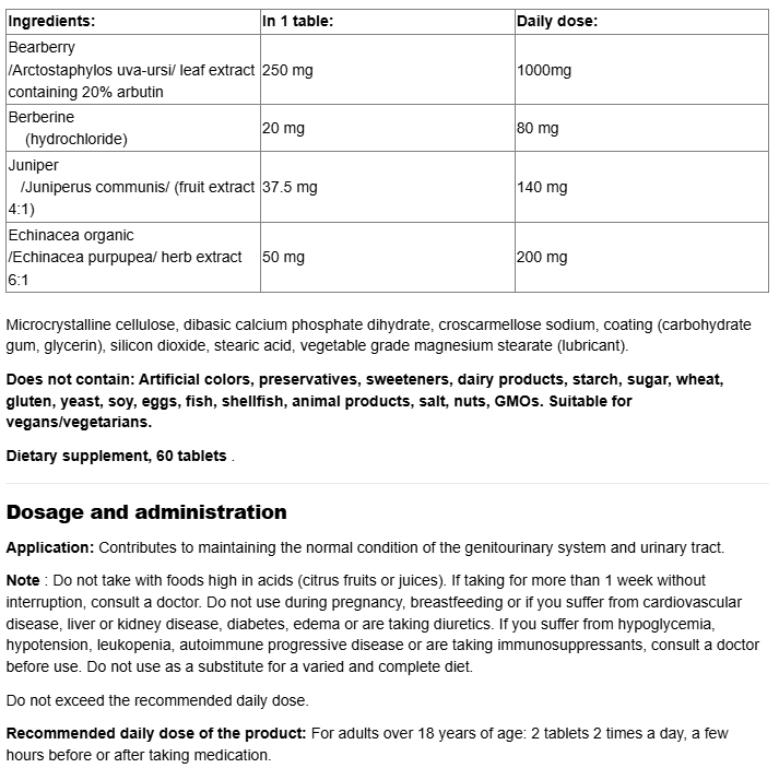 Natural Factors Urinary Pro-factsheets