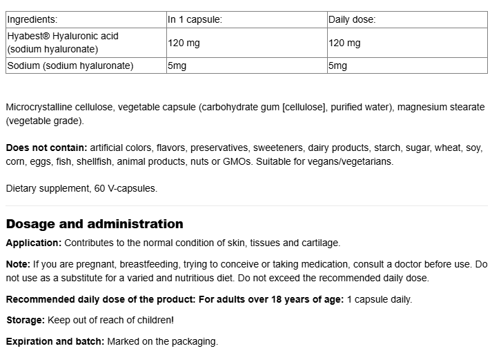 Natural Factors Vegan Hyabest Hyaluronic Acid 120mg-factsheets