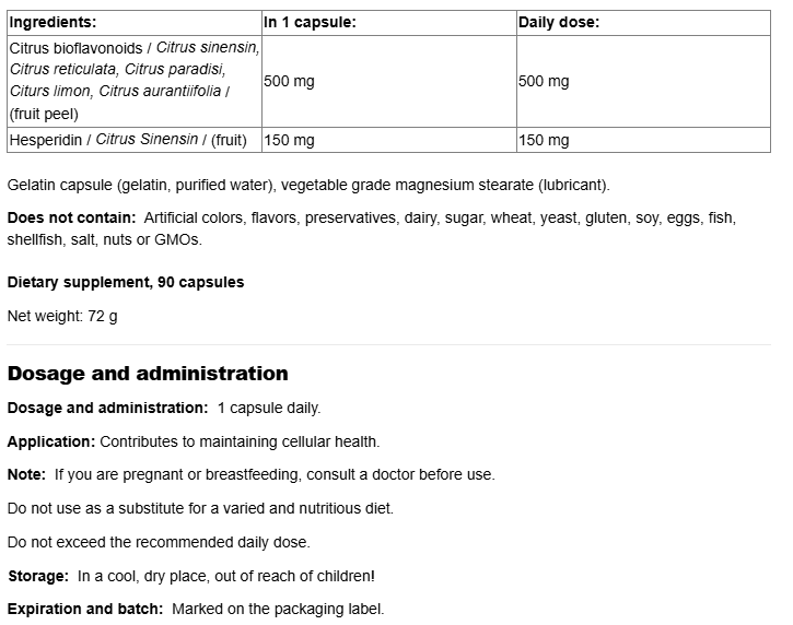 Natural Factors Citrus Bioflavonoids 650mg-factsheets