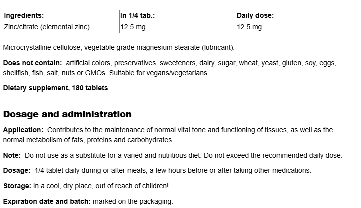 Webber Naturals Zinc Citrate 50mg-factsheets