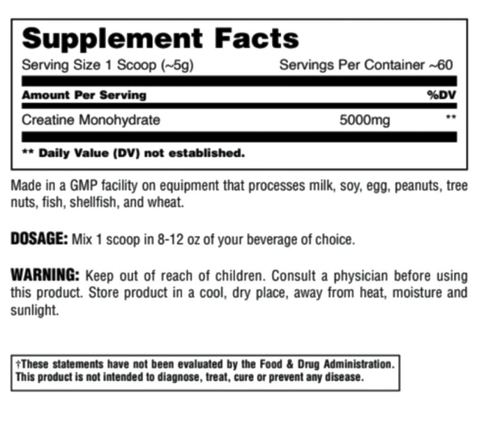 Universal Animal Animal Creatine | Creatine Monohydrate Powder-factsheets