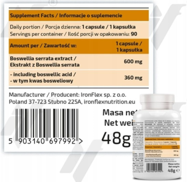 IronFlex Nutrition Boswellia Serratа 600mg-factsheets