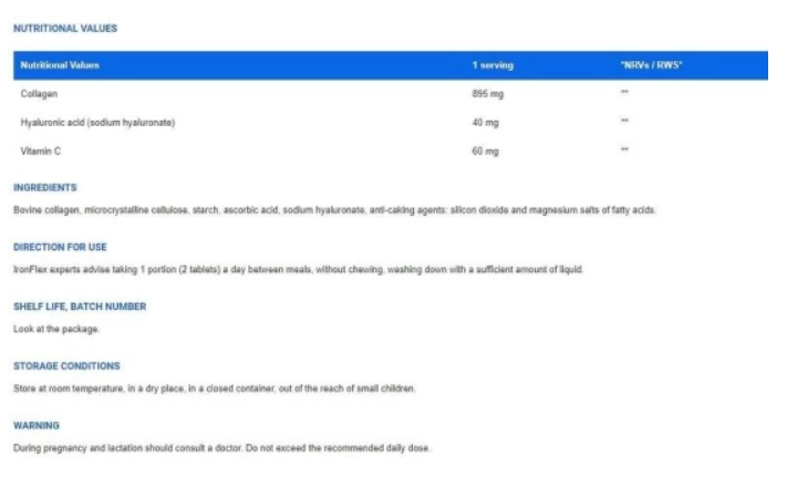 IronFlex Nutrition Collagen Anti Age-factsheets