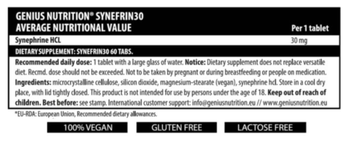 Genius Nutrition Synefrin30-factsheets