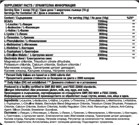 Fitholic Professional Pro Charge EAA Essential Amino Acids-factsheets