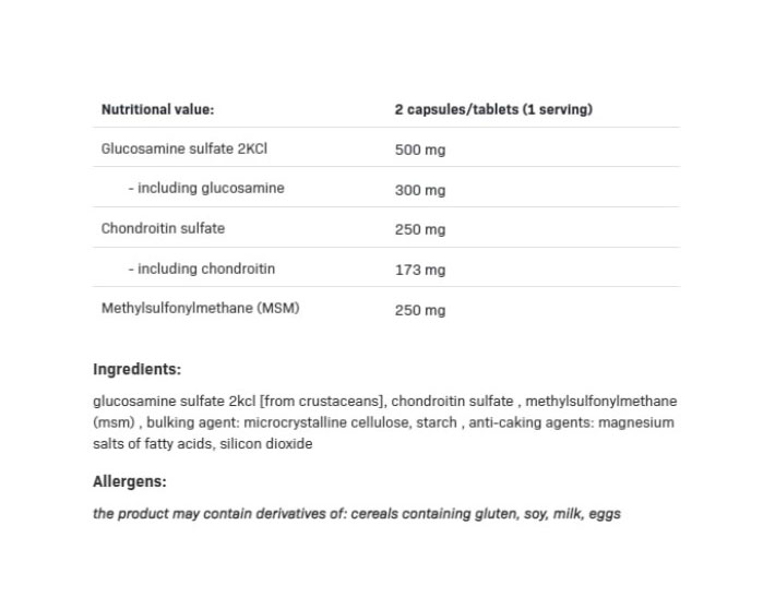 SFD Glucosamine + Chondroitin + MSM-factsheets