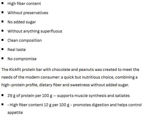 KICKFIT 29% Protein Bar Chocolate Peanut Cake-factsheets