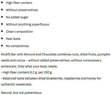 KICKFIT Bar with Almond & Chocolate-factsheets