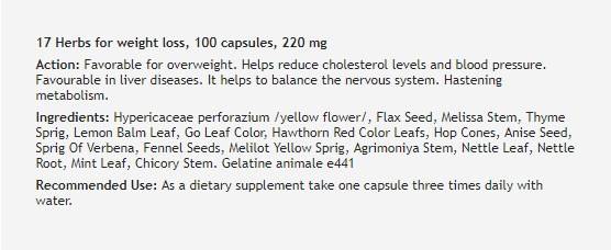 Bioherba 17 Herbs for weight loss-factsheets