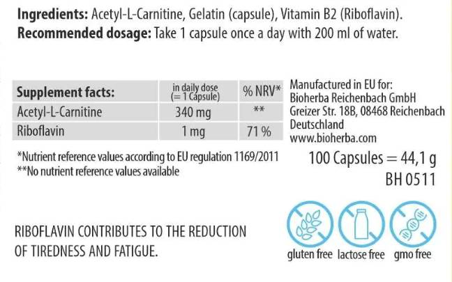 Bioherba Acetyl L-Carnitine 340 mg-factsheets