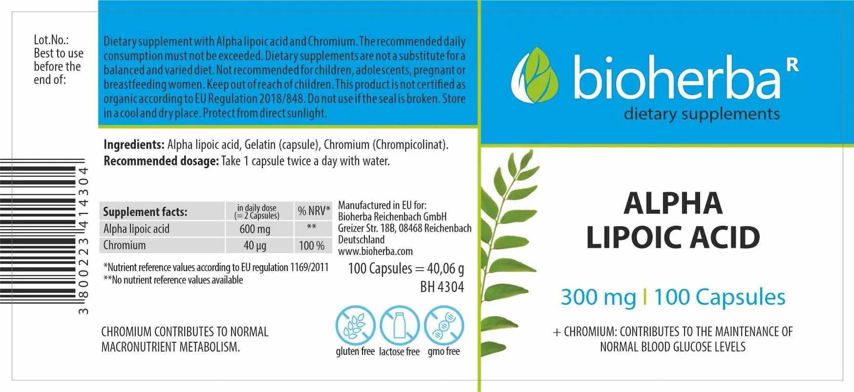 Bioherba Alpha Lipoic Acid 200 mg-factsheets