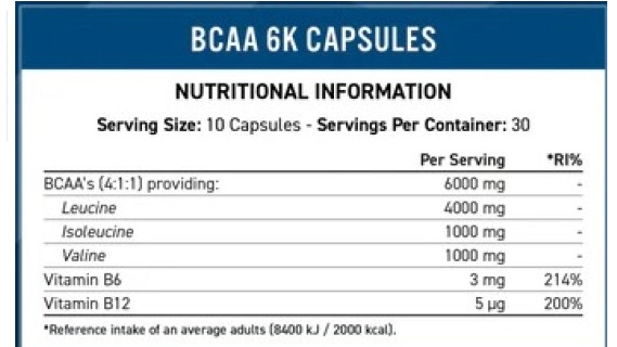 Applied Nutrition BCAA 6K - BCAA 4:1:1-factsheets