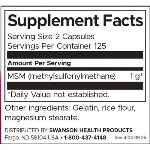 Swanson MSM 500mg-factsheets