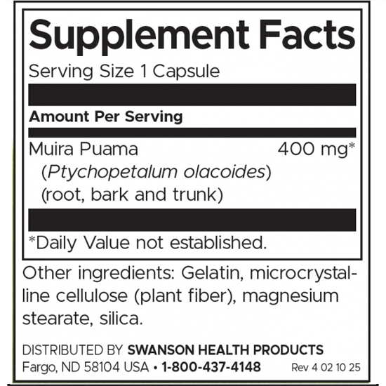 Swanson Full Spectrum Muira Puama 400mg-factsheets
