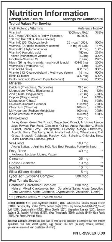 Mutant Multi Vitamin Supplement / 60 tablets-factsheets