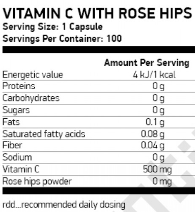 Nutrend Vitamin C with Rose Hips-factsheets