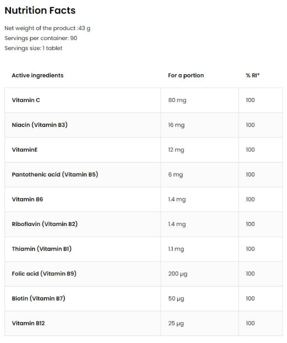 OstroVit Vitamin B Complex + C & E-factsheets