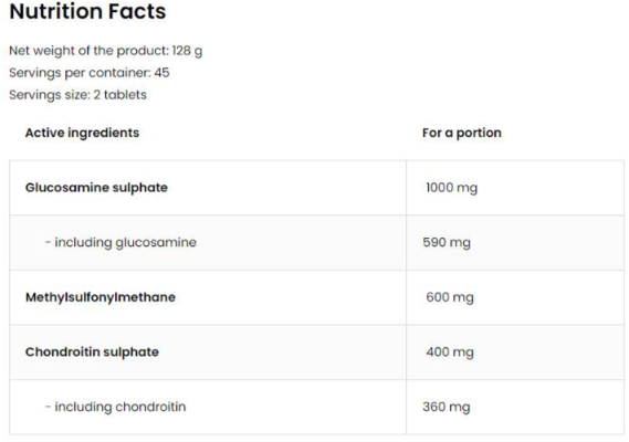 OstroVit Glucosamine + MSM + Chondroitin-factsheets