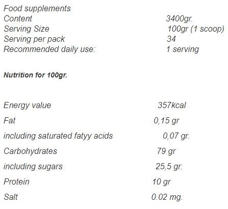 OstroVit Mass It 3400 grams / 34 Doses-factsheets