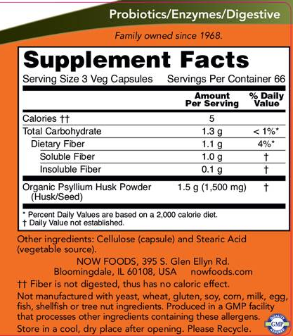 NOW Psyllium Husk 500 mg-factsheets