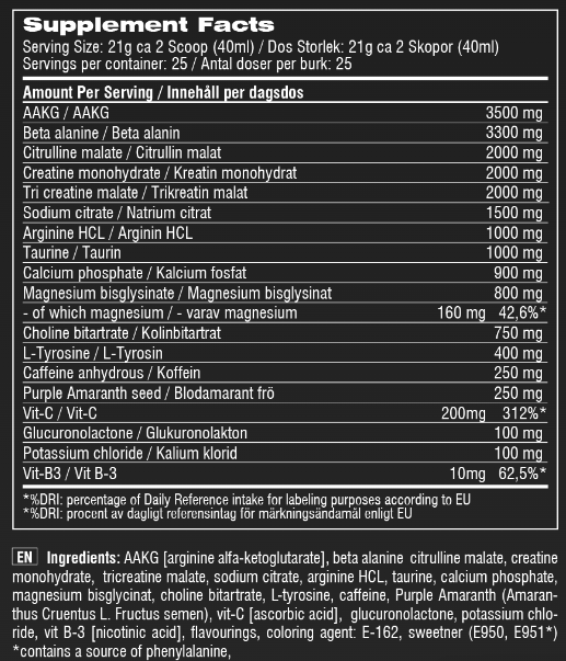 SWEDISH Supplements THE BUTCHER 525 g / 25 Doses-factsheets