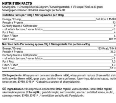 SWEDISH Supplements Whey Protein Deluxe-factsheets