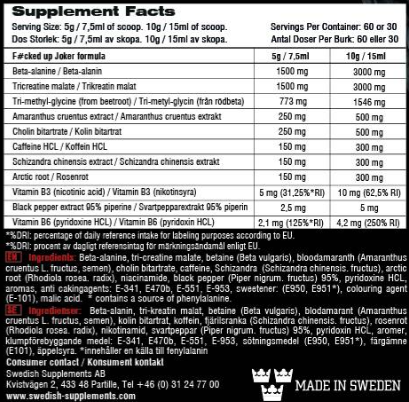 SWEDISH Supplements I am F#CKED UP JOKER Edition-factsheets