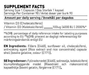 SWEDISH Supplements Vitamin D3 4000 IU-factsheets