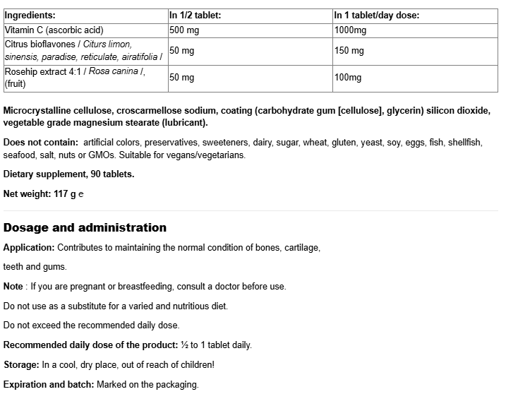 Natural Factors Vitamin C 1000 mg-factsheets