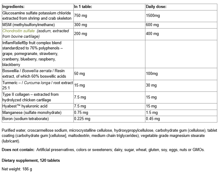 Natural Factors OsteoMove Joint Care-factsheets