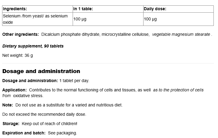 Natural Factors Selenium 100 mcg-factsheets