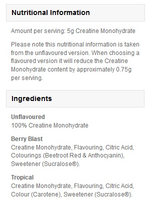 MyProtein Creatine Monohydrate Powder 1000g-factsheets