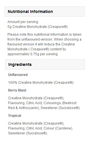MyProtein Creapure Creatine Monohydrate-factsheets