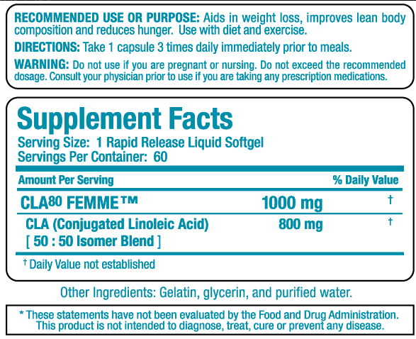 Allmax Nutrition CLA 80 Femme-factsheets