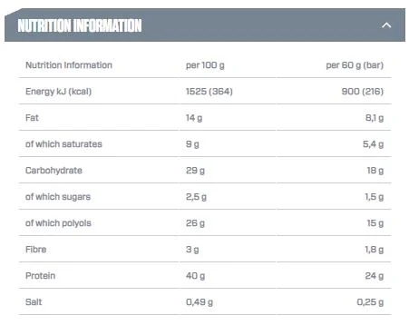 Dymatize Nutrition Elite Layer Bar / 2x30g-factsheets