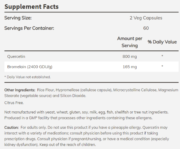 NOW Quercetin with Bromelain-factsheets