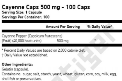 NOW Cayenne 500mg-factsheets