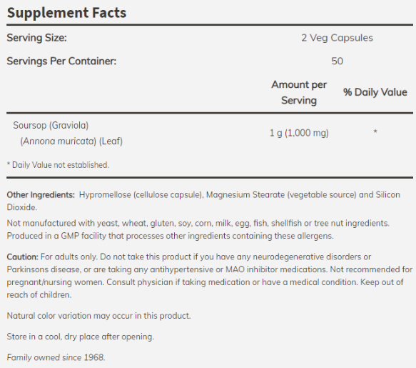 NOW Graviola 500 mg-factsheets