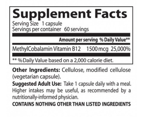 Doctor\s Best Vitamin B12 Methylcobalamin 1500 mcg / 60 capsules-factsheets