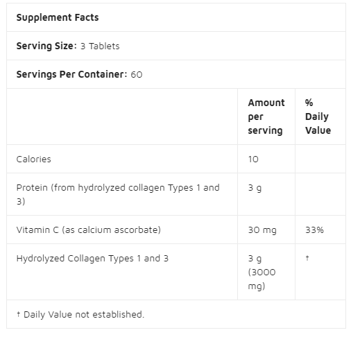 Doctors Best Collagen Type 1 and 3 1000 mg / 180 tablets-factsheets
