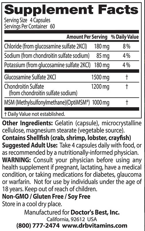 Doctors Best Glucosamine Chondroitin MSM OptiMSM-factsheets