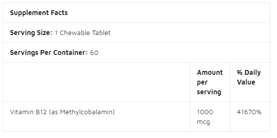 Doctors Best Vitamin B12 Methylcobalamin 1000 mcg / 60 tablets-factsheets