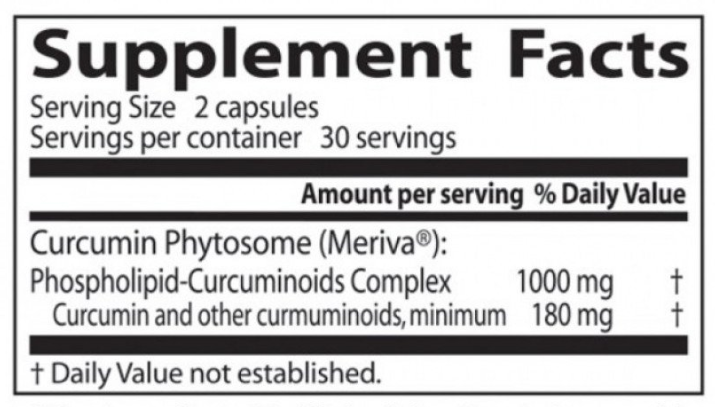Doctors Best Curcumin Phytosome Meriva 500 mg / 60 capsules-factsheets