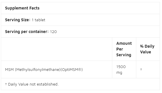 Doctors Best MSM 1500mg - 120 tablets-factsheets