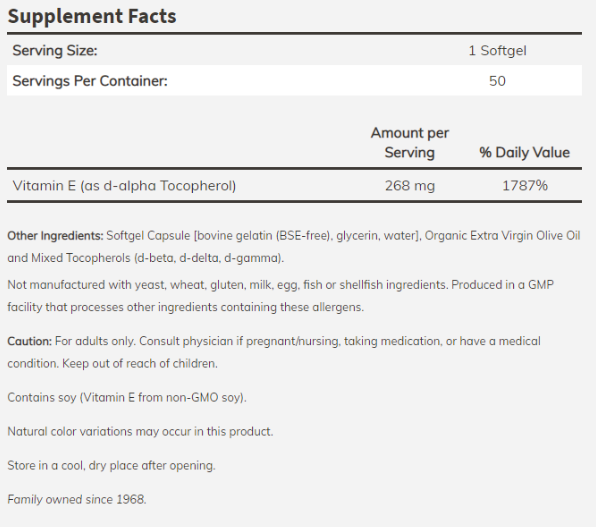 NOW Vitamin E-400 IU-factsheets