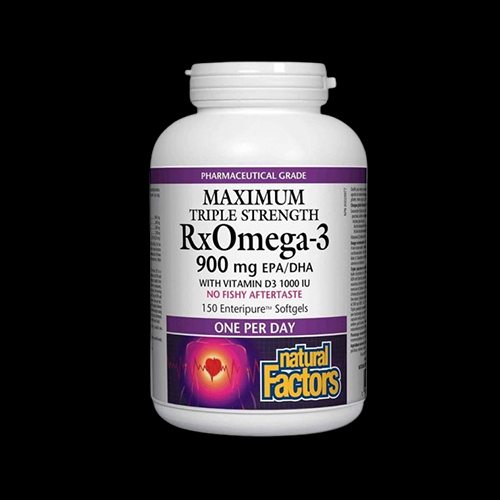 Natural Factors RX Omega 3 Triple Strength 900mg / 150 gel capsules-factsheets