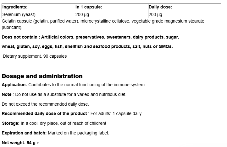 Natural Factors Seleno Excell 200 mg-factsheets