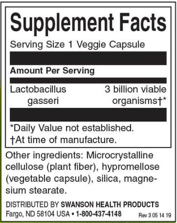 Swanson Lactobacillus Gasseri 3 Billion CFU / 60 capsules-factsheets
